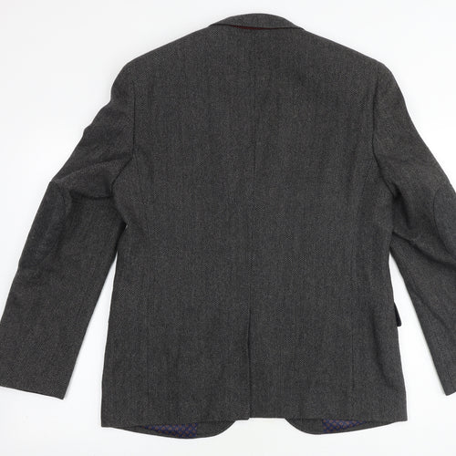Boston Crew Mens Grey Herringbone Nylon Jacket Blazer Size 40 Regular