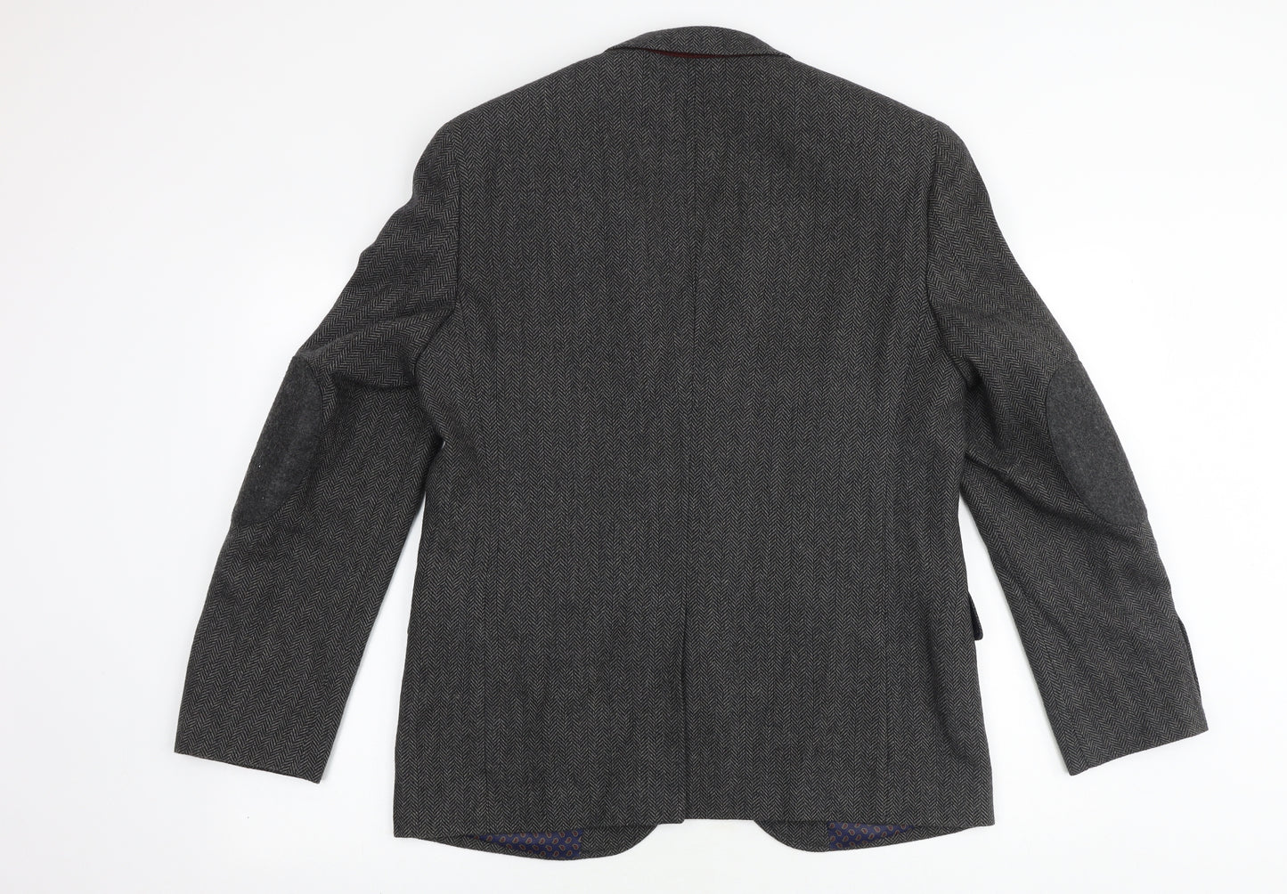 Boston Crew Mens Grey Herringbone Nylon Jacket Blazer Size 40 Regular