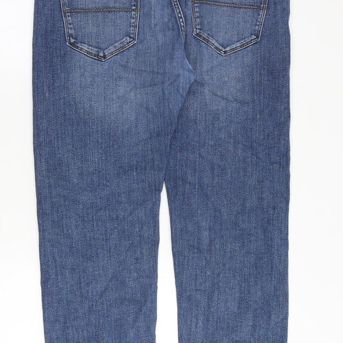 Marks and Spencer Mens Blue Cotton Straight Jeans Size 36 in Regular Zip
