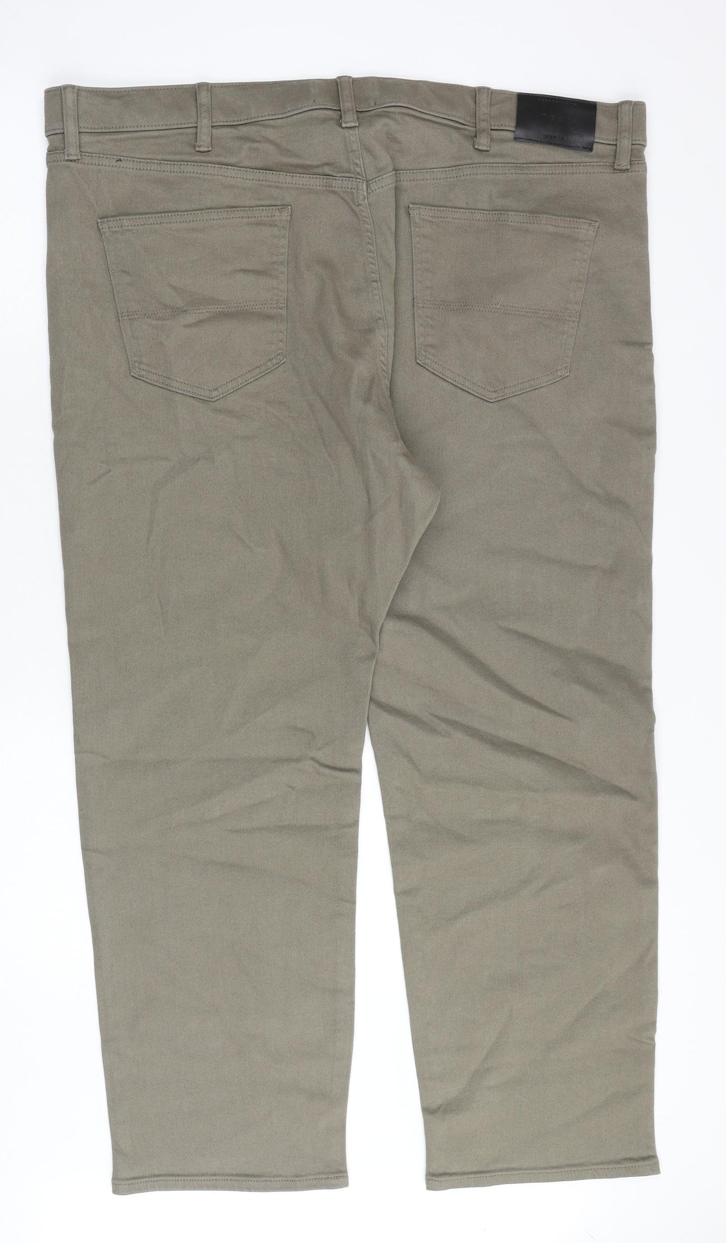 Marks and Spencer Mens Green Cotton Straight Jeans Size 44 in Regular Zip