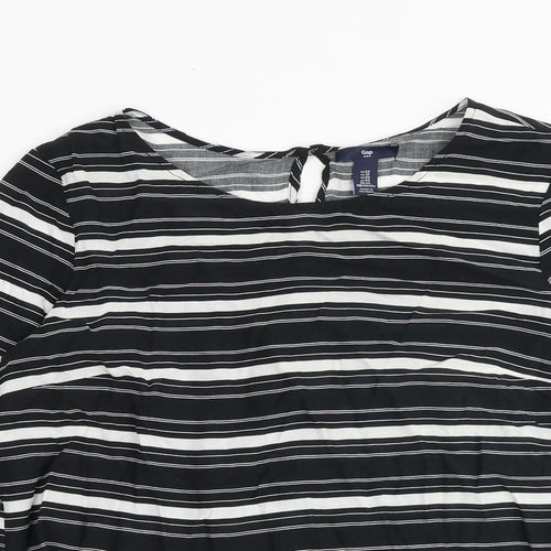 Gap Womens Black Striped Viscose Basic Blouse Size XS Round Neck