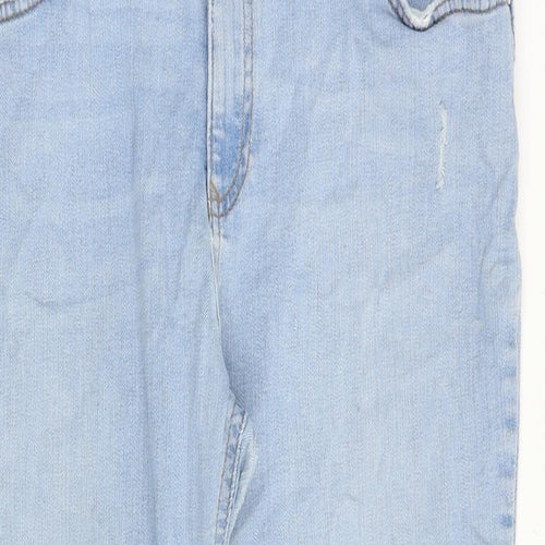 F&F Womens Blue Cotton Tapered Jeans Size 34 in Regular Zip