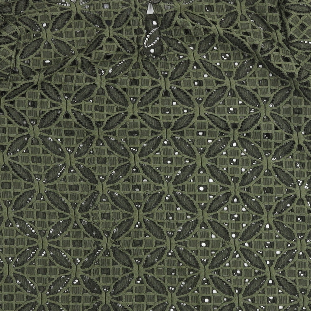 Primark Womens Green Geometric Polyester Basic Blouse Size 12 Round Neck