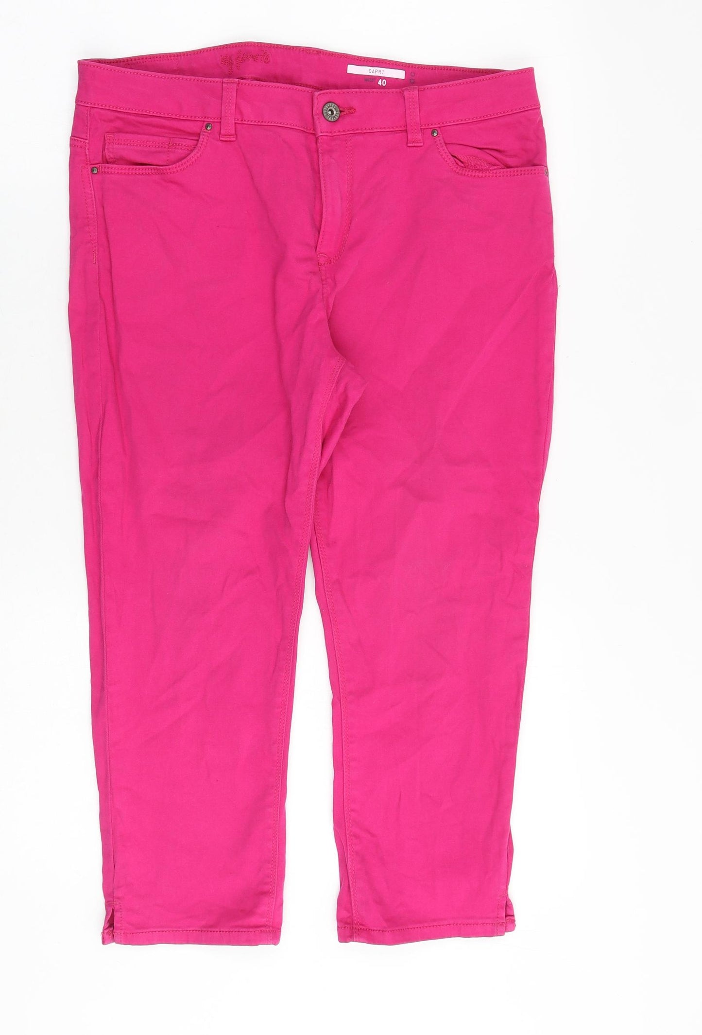 EDC Womens Pink Cotton Cropped Jeans Size 32 in Regular Zip