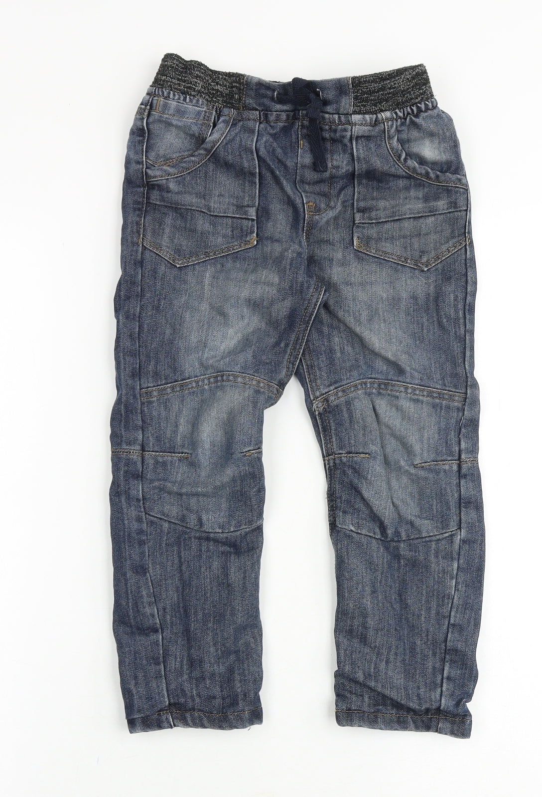 URBAN RASCALS Boys Blue Cotton Straight Jeans Size 6 Years Regular Drawstring