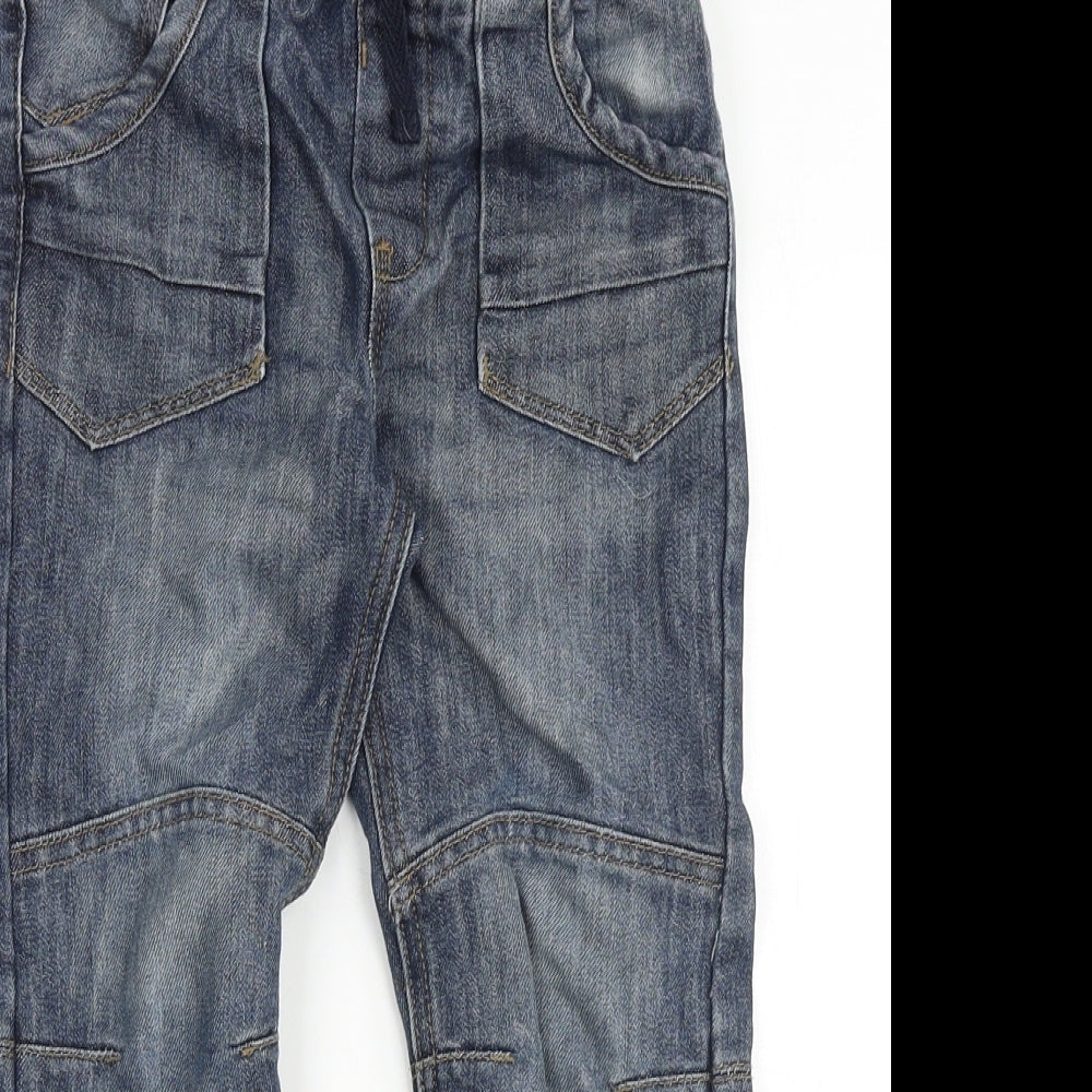 URBAN RASCALS Boys Blue Cotton Straight Jeans Size 6 Years Regular Drawstring