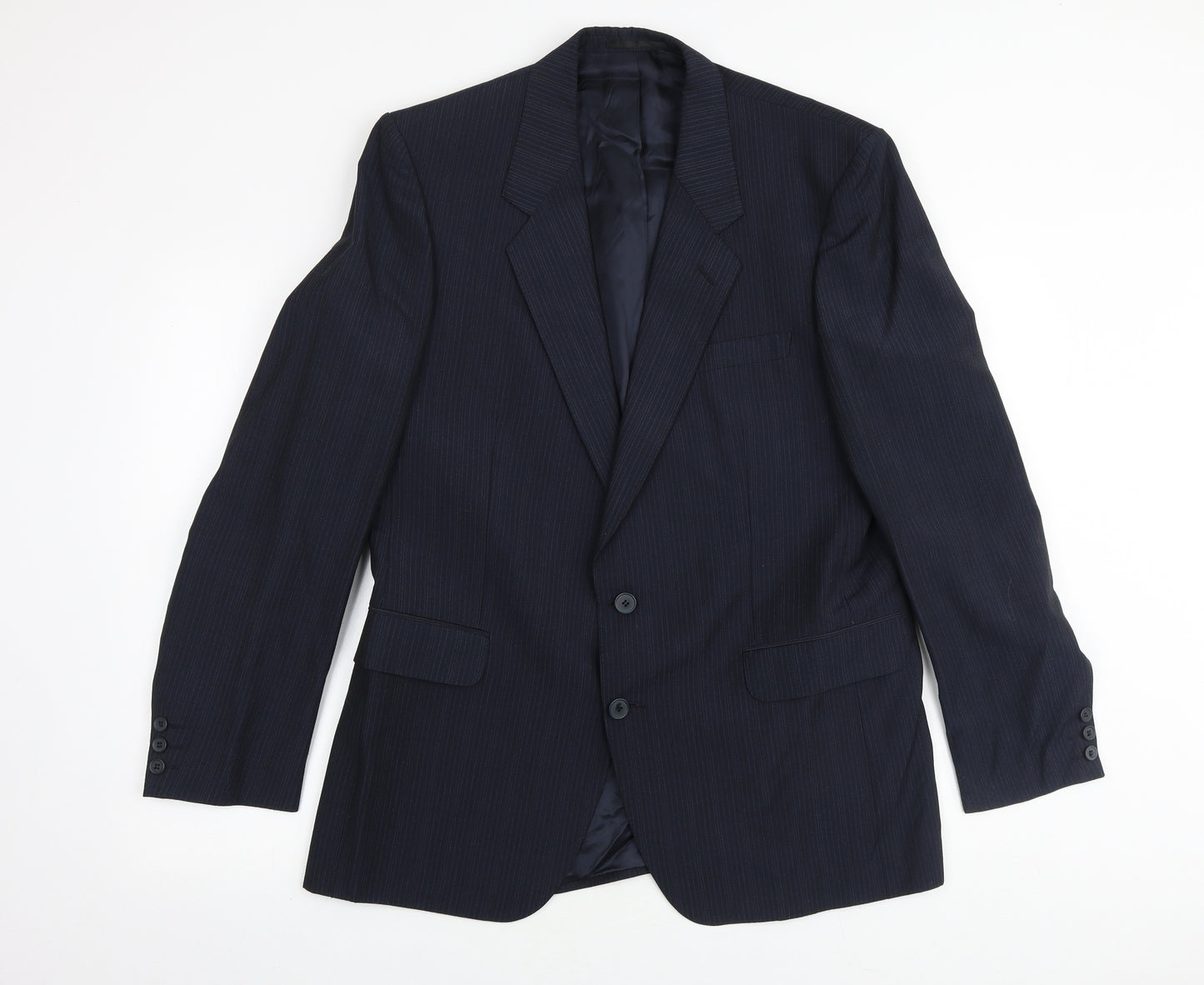 Chesterfield Mens Blue Striped Viscose Jacket Suit Jacket Size 38 Regular