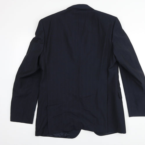 Chesterfield Mens Blue Striped Viscose Jacket Suit Jacket Size 38 Regular