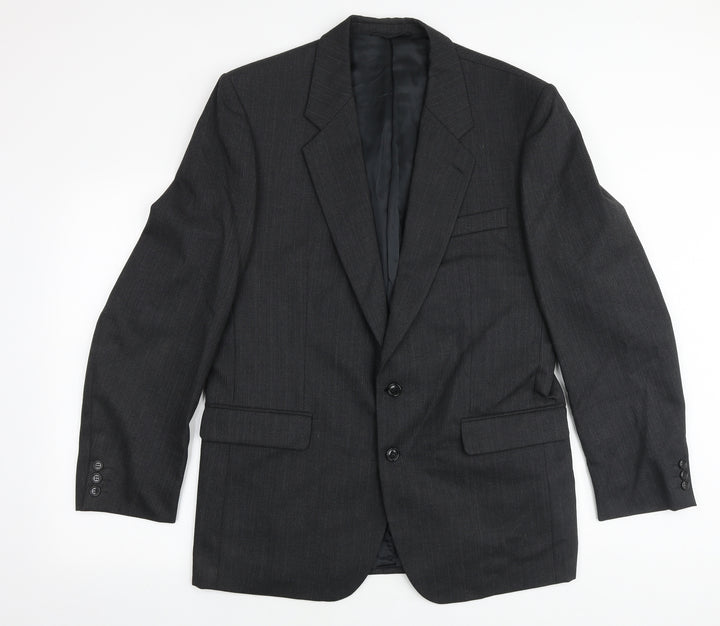Hugo James Mens Grey Polyester Jacket Suit Jacket Size 42 Regular