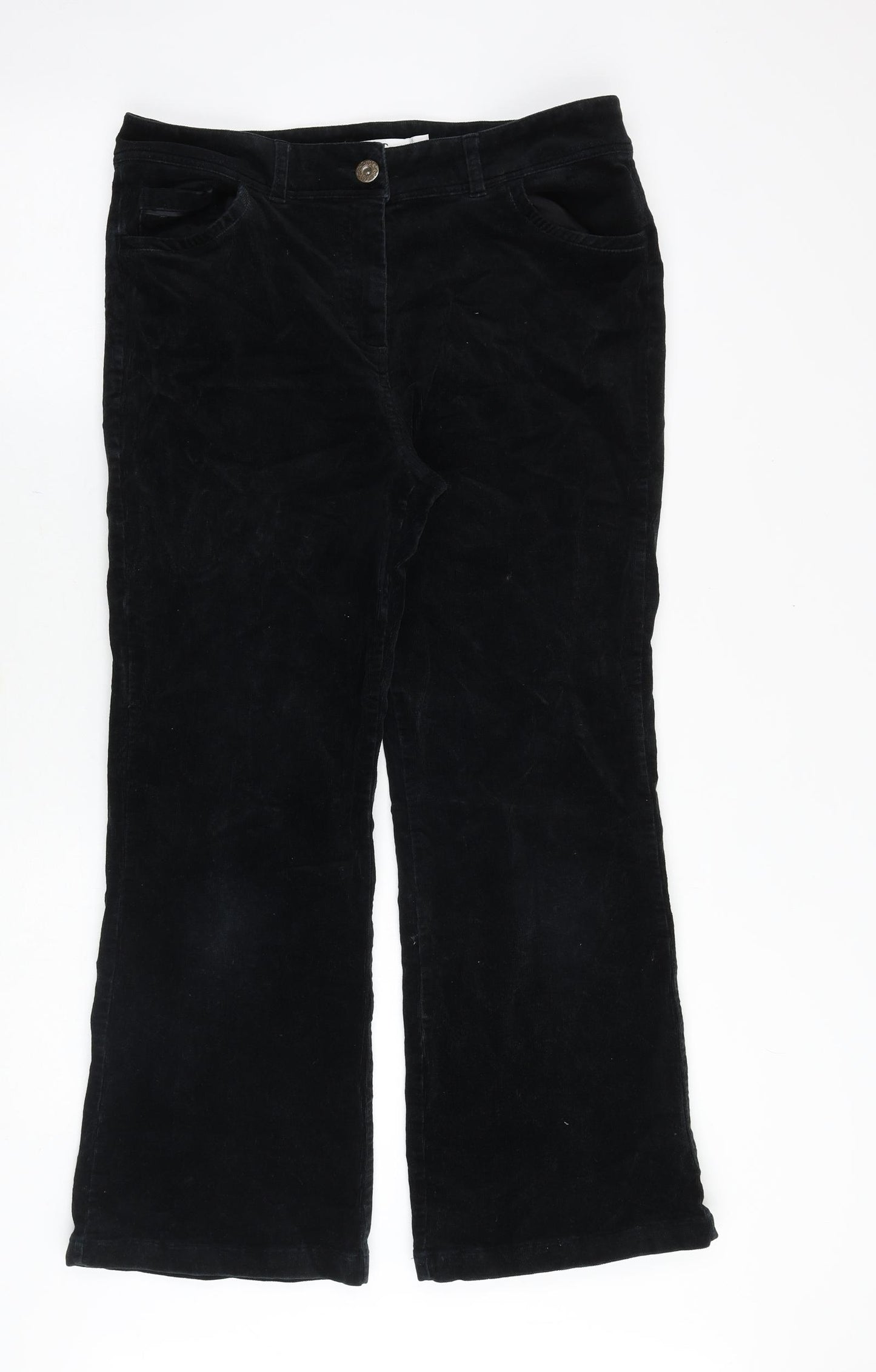 M&Co Womens Blue Cotton Trousers Size 12 Regular Zip