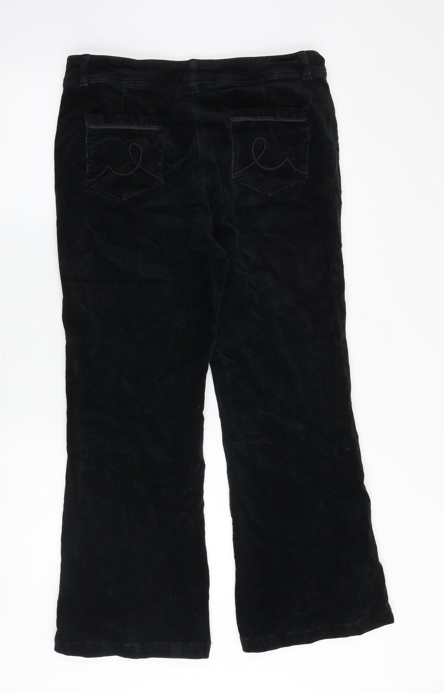 M&Co Womens Blue Cotton Trousers Size 12 Regular Zip