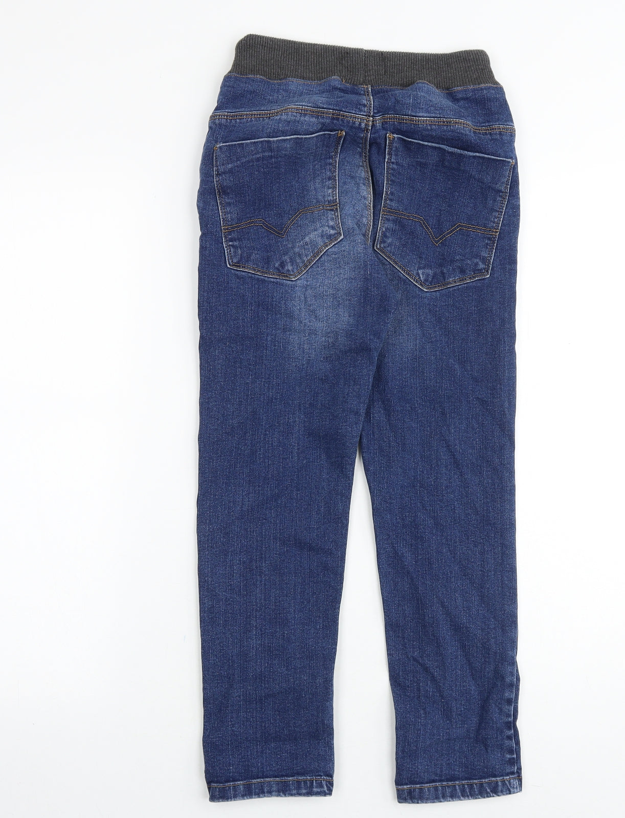 Preworn Boys Blue Cotton Straight Jeans Size 7-8 Years Regular Drawstring