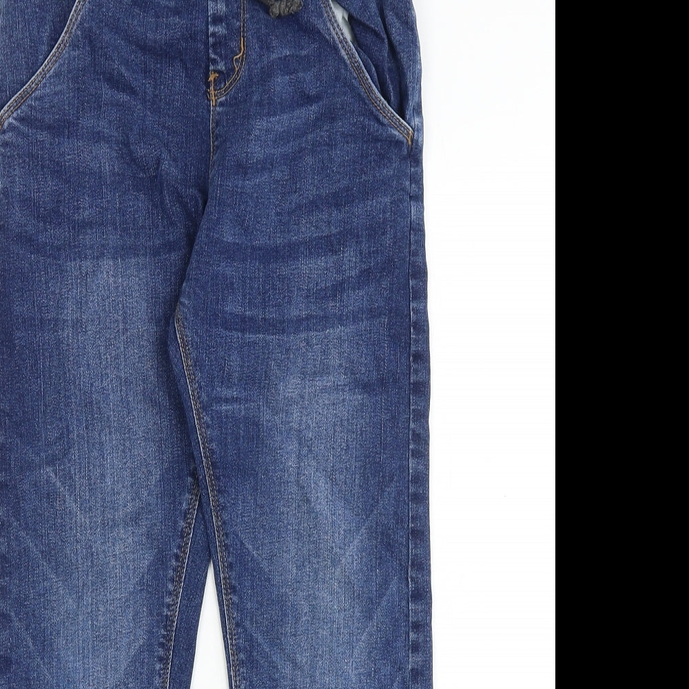Preworn Boys Blue Cotton Straight Jeans Size 7-8 Years Regular Drawstring