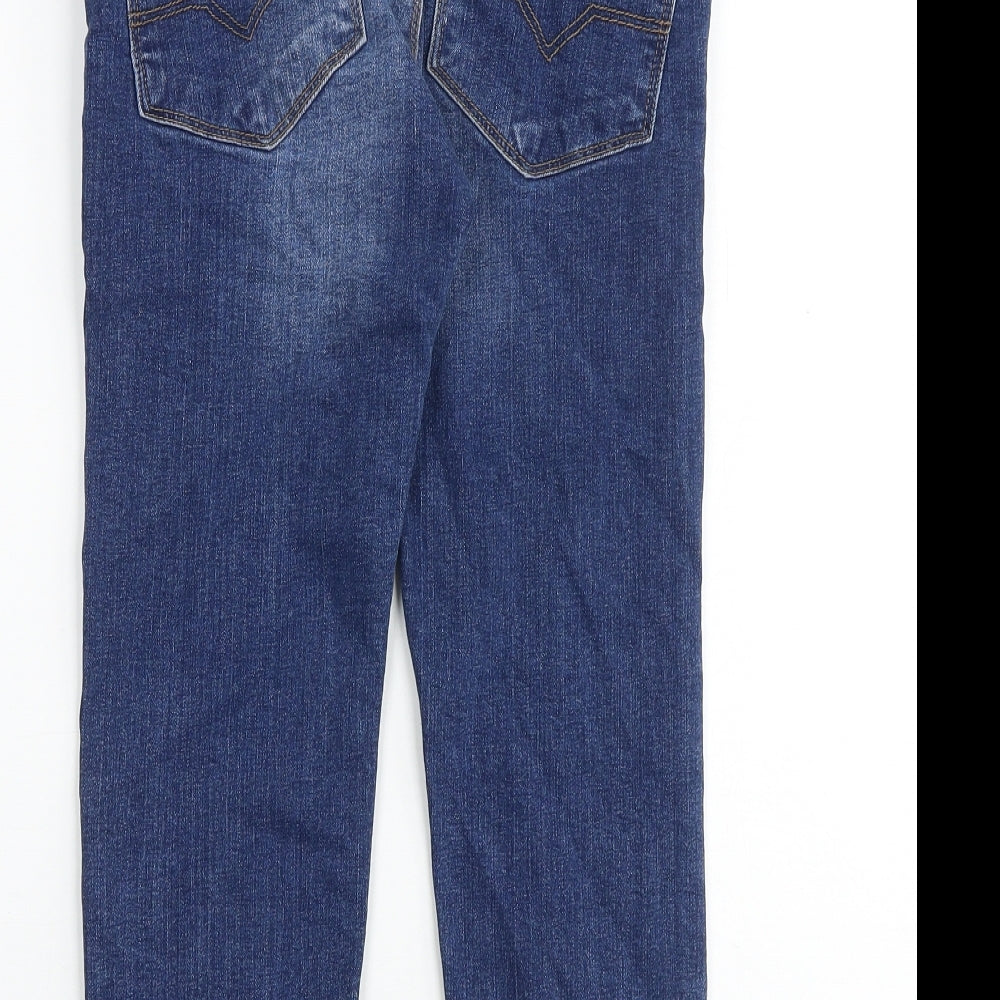 Preworn Boys Blue Cotton Straight Jeans Size 7-8 Years Regular Drawstring