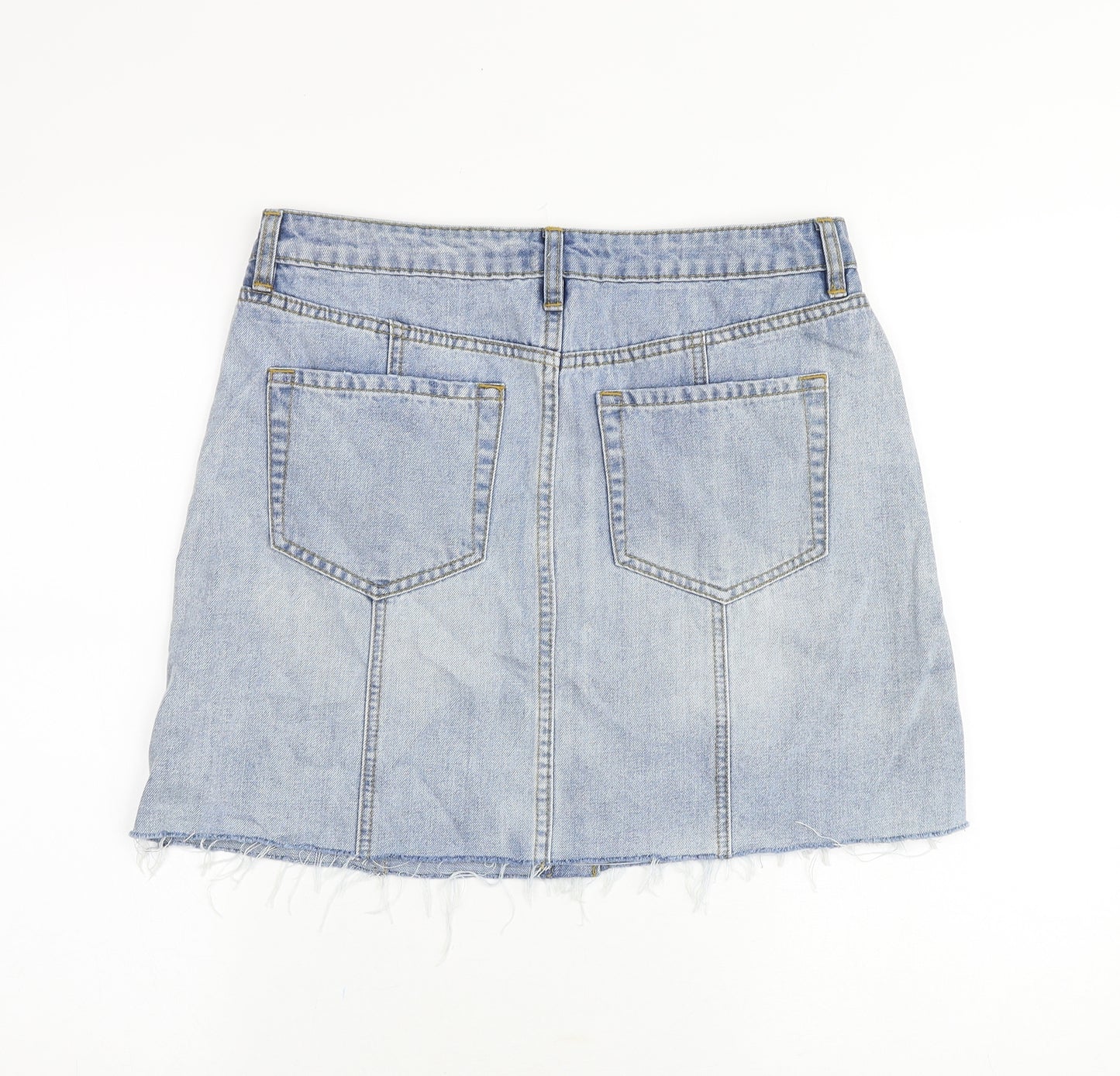 George Womens Blue Cotton Mini Skirt Size 12 Button