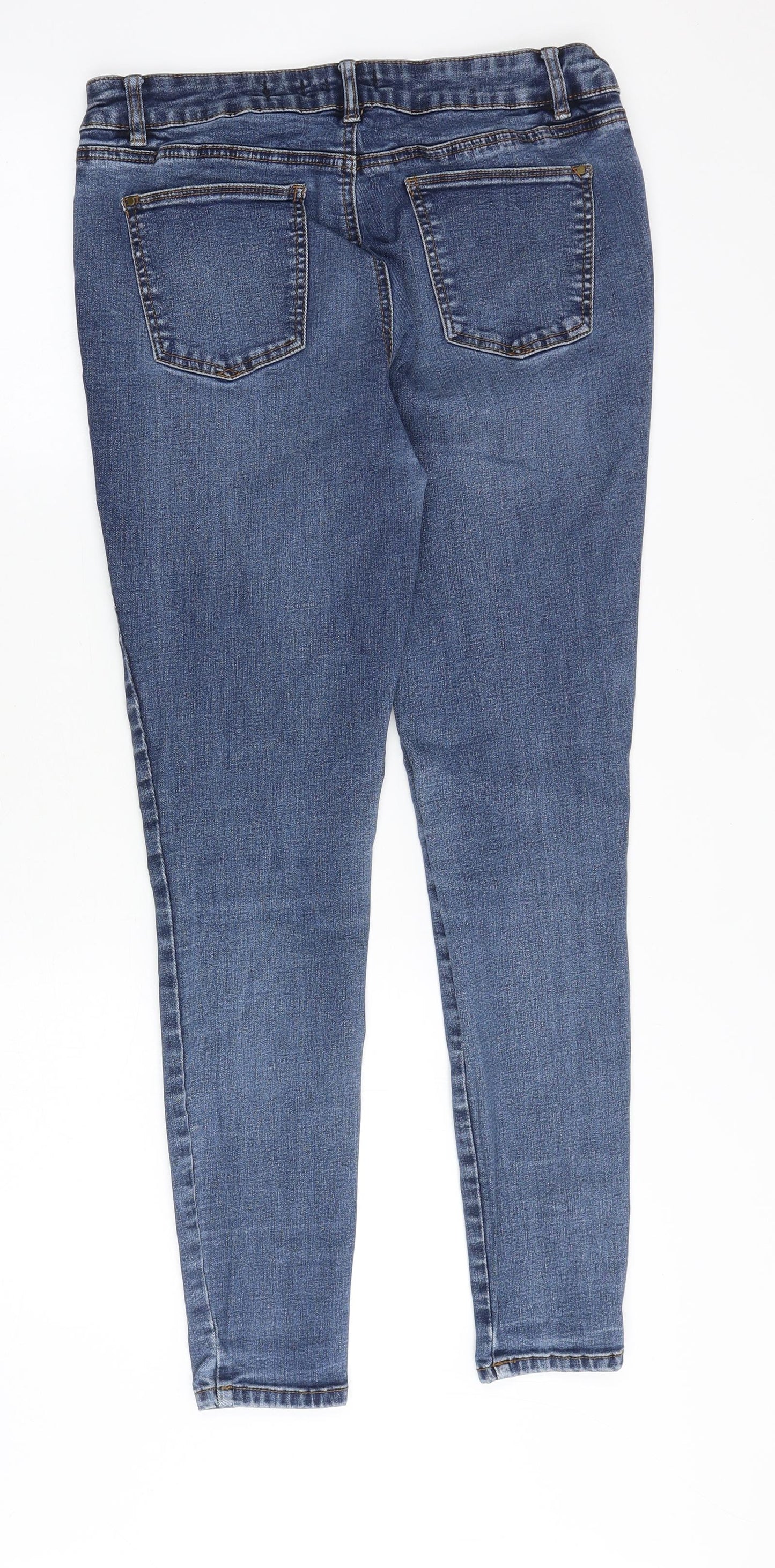 TU Womens Blue Cotton Skinny Jeans Size 12 Slim Zip