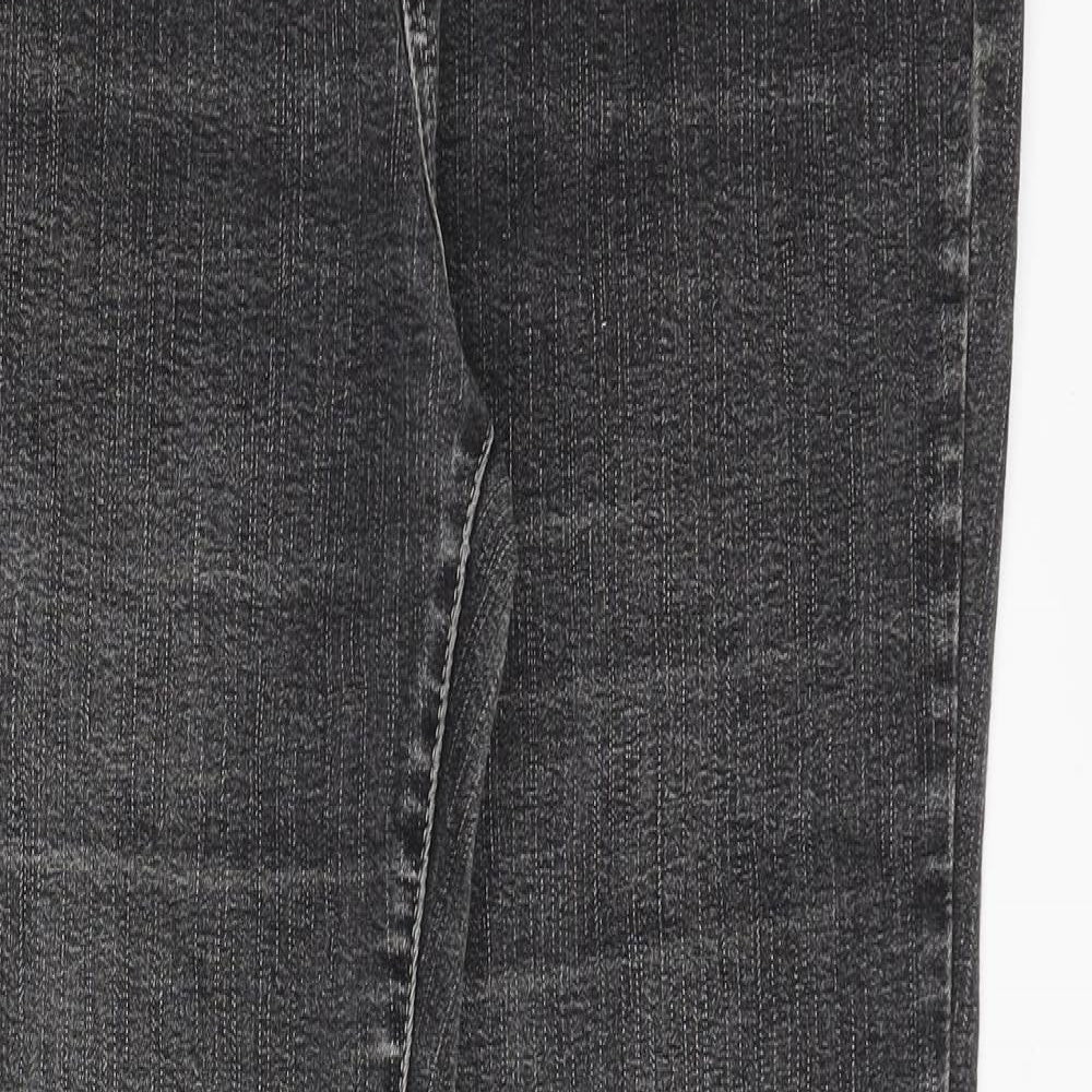 Marks and Spencer Womens Grey Cotton Straight Jeans Size 14 Regular Zip