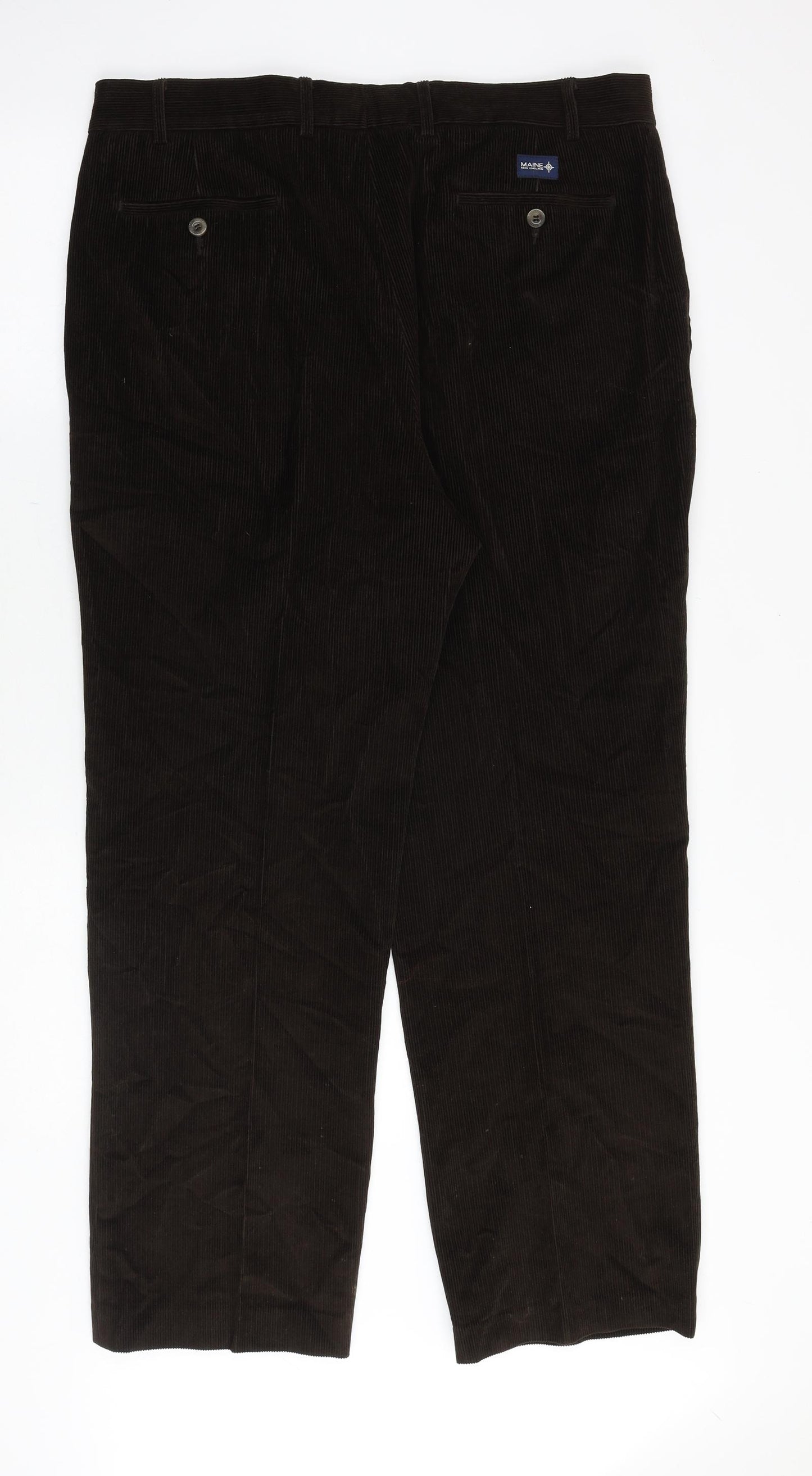 Maine Mens Brown Cotton Trousers Size 36 in Regular Zip