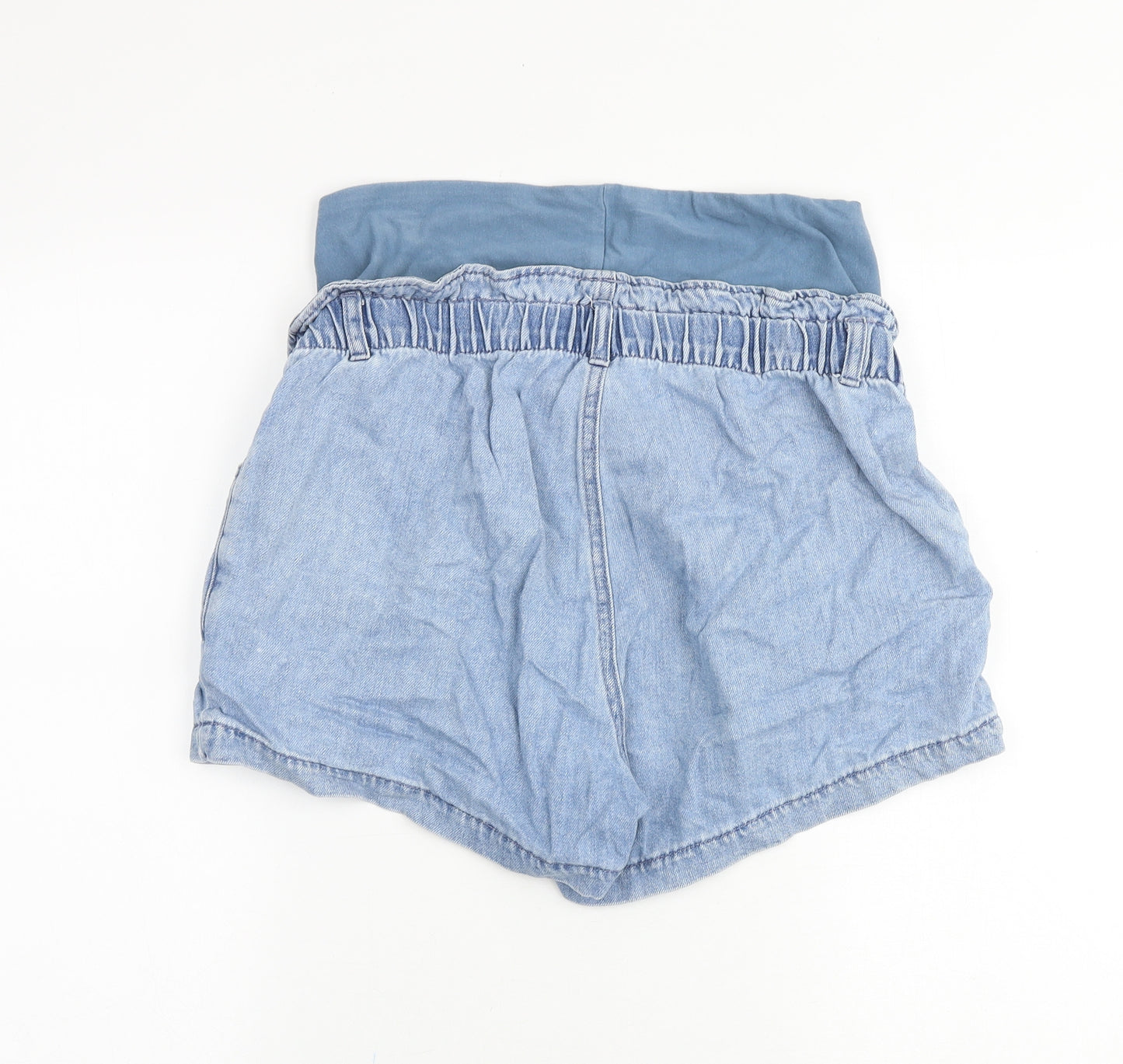 H&M Womens Blue Cotton Hot Pants Shorts Size M Regular Pull On