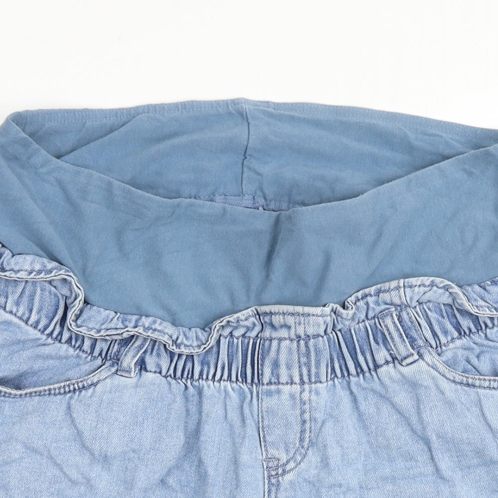 H&M Womens Blue Cotton Hot Pants Shorts Size M Regular Pull On
