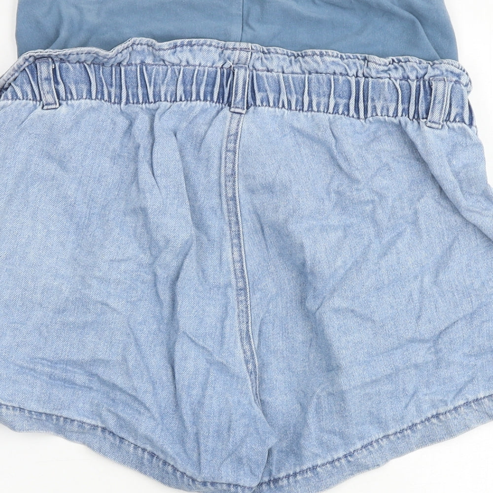 H&M Womens Blue Cotton Hot Pants Shorts Size M Regular Pull On