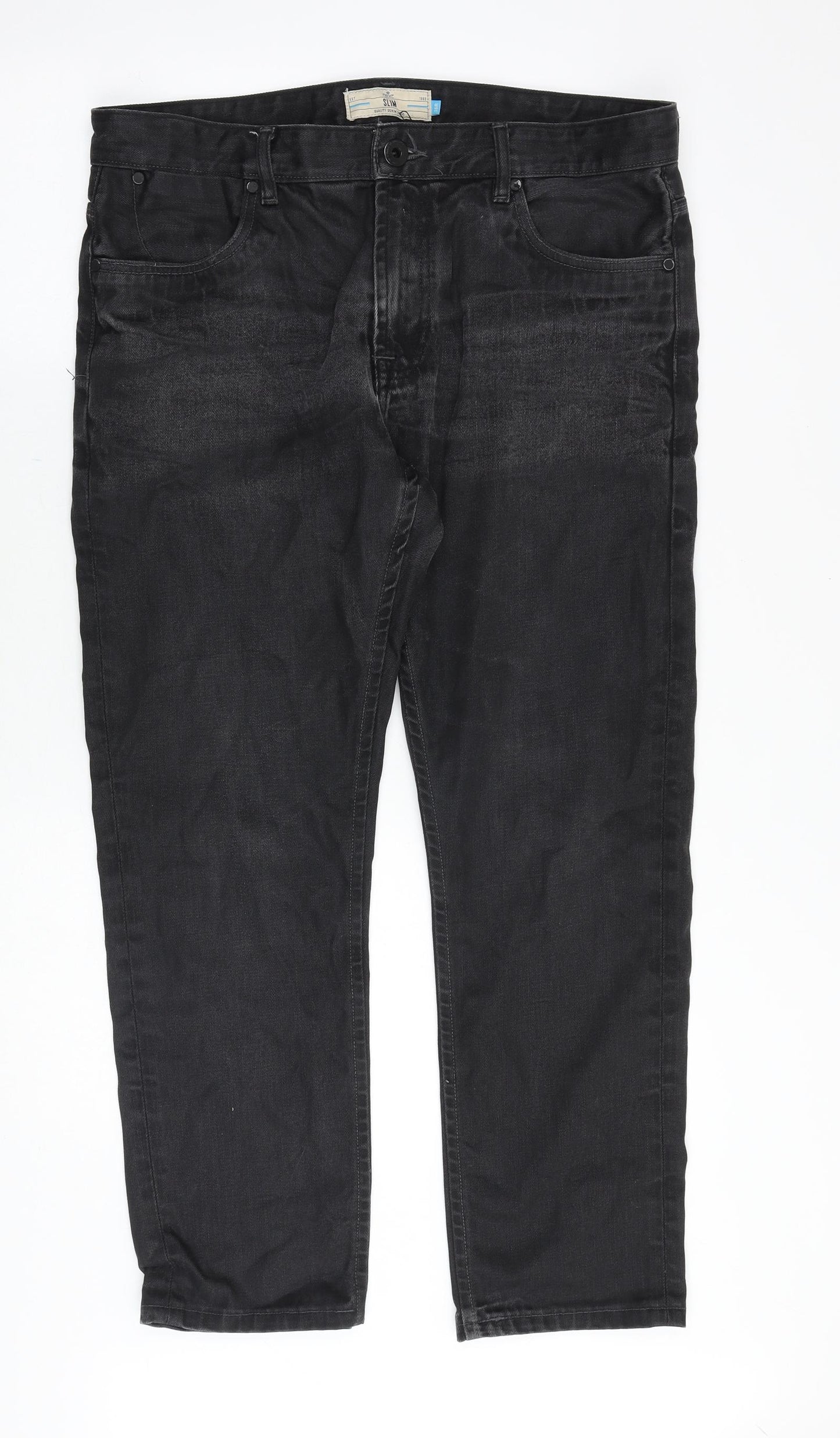 NEXT Mens Grey Cotton Straight Jeans Size 36 in Regular Zip