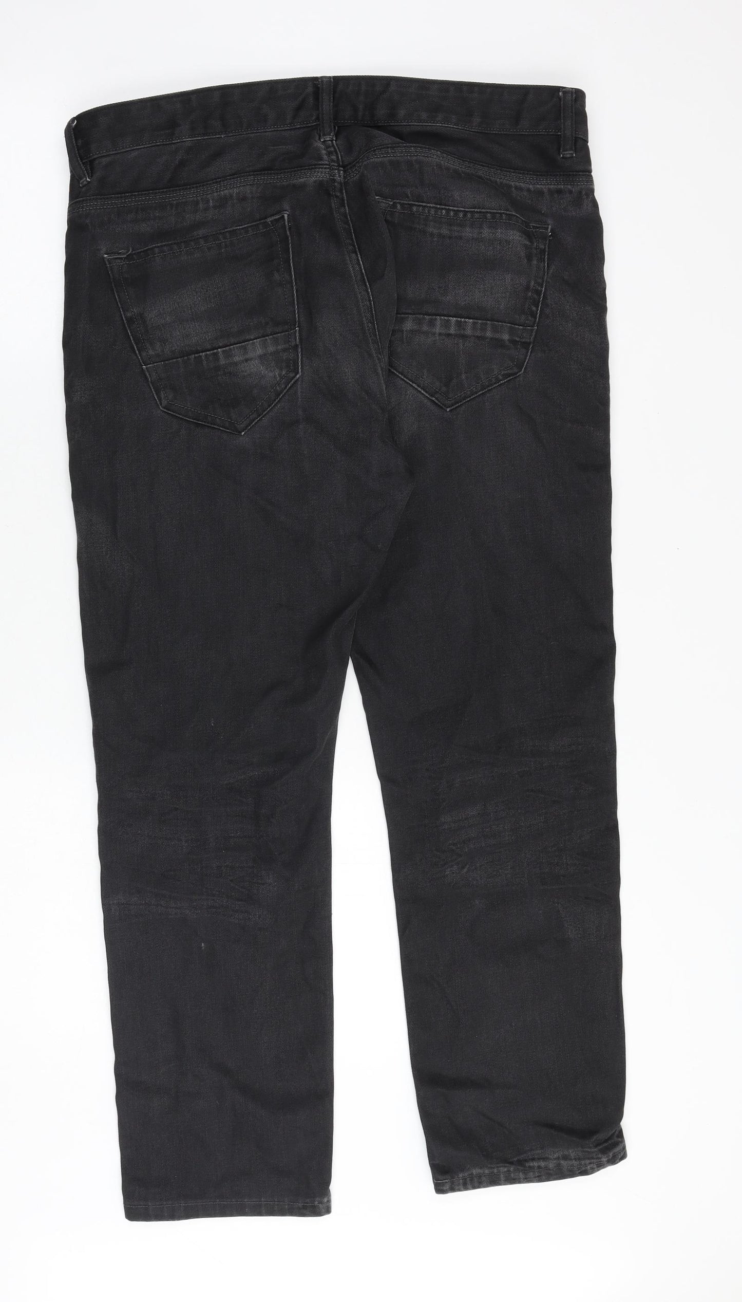 NEXT Mens Grey Cotton Straight Jeans Size 36 in Regular Zip