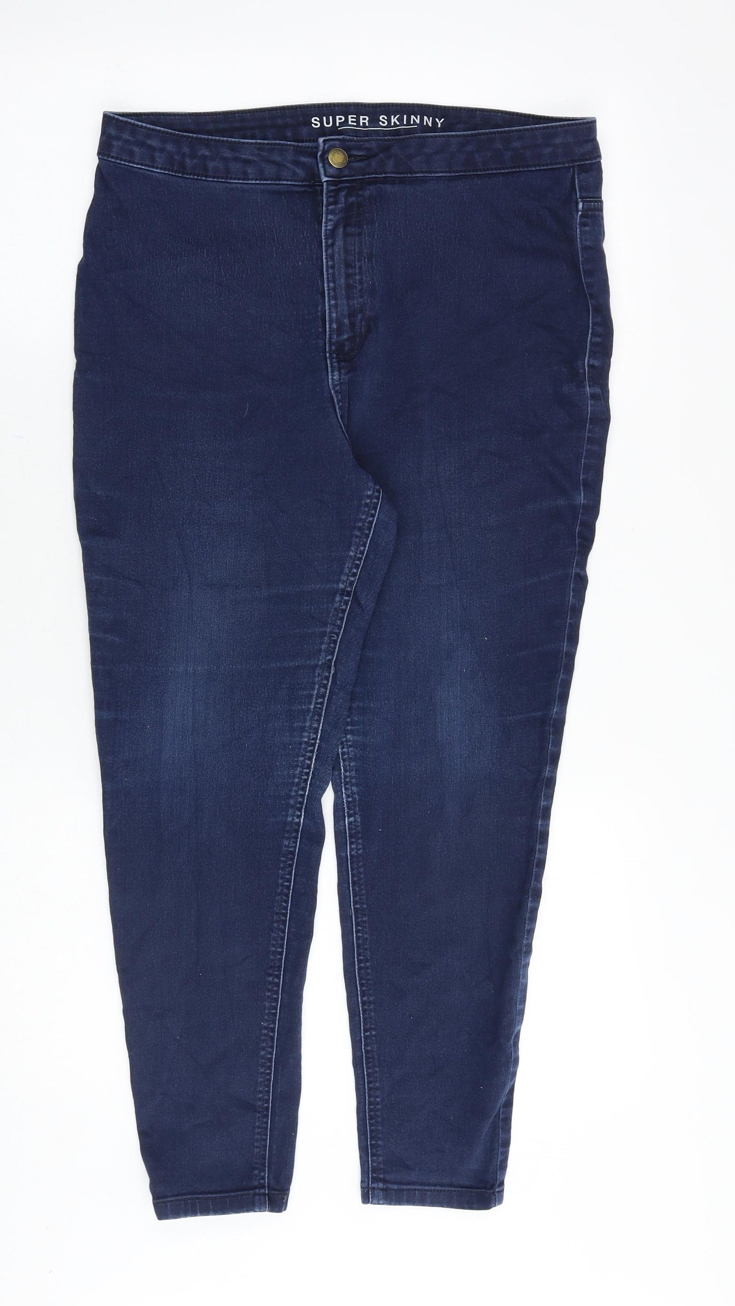 Marks and Spencer Womens Blue Cotton Skinny Jeans Size 16 Slim Zip