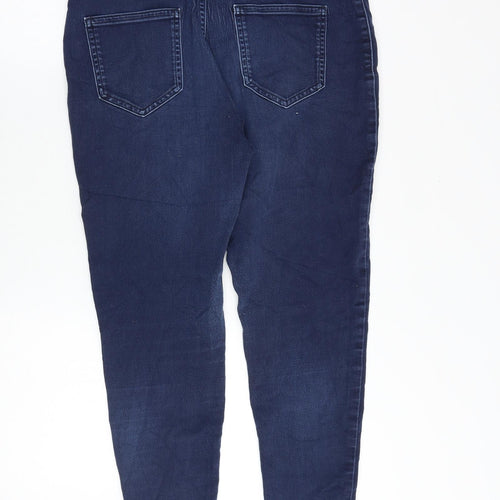 Marks and Spencer Womens Blue Cotton Skinny Jeans Size 16 Slim Zip