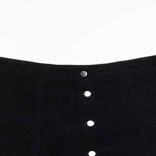 H&M Womens Black Cotton Mini Skirt Size 34 in Button