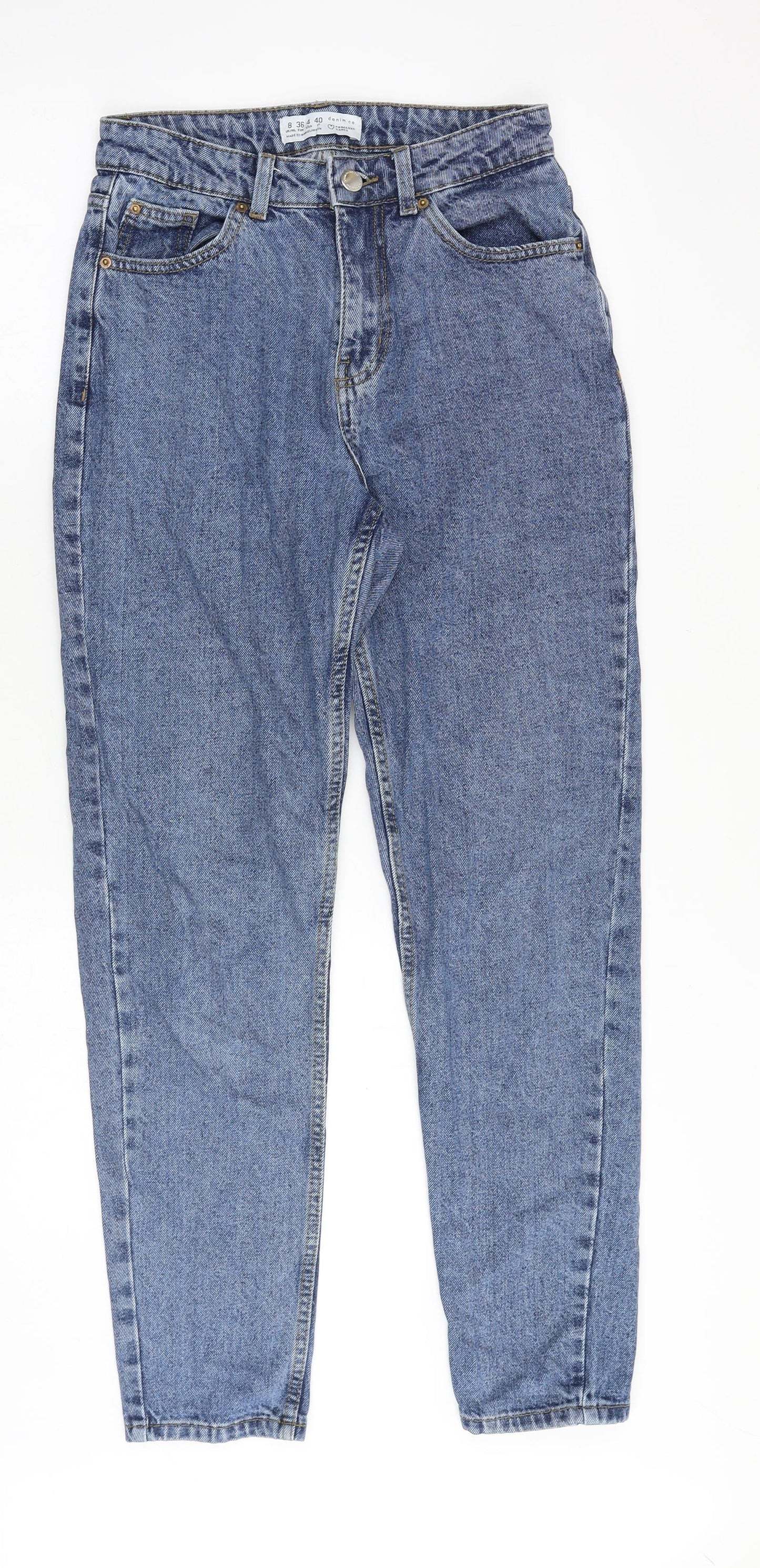 Denim & Co. Womens Blue Cotton Tapered Jeans Size 8 Regular Zip