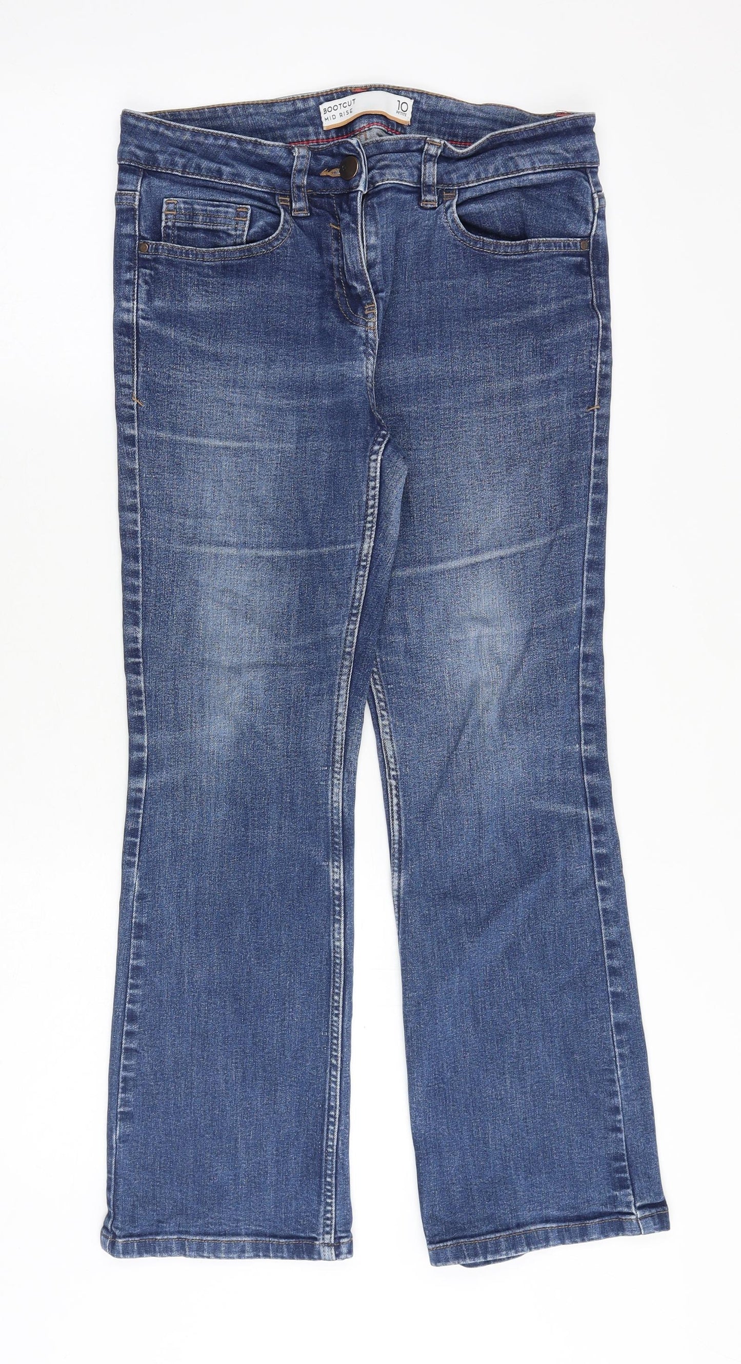 NEXT Womens Blue Cotton Bootcut Jeans Size 10 Regular Zip