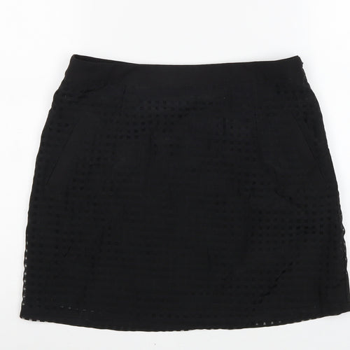 Hearts & Bows Womens Black Geometric Polyester Mini Skirt Size 10 Zip