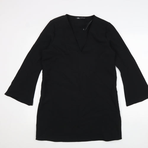 Zara Womens Black Viscose A-Line Size M V-Neck Pullover
