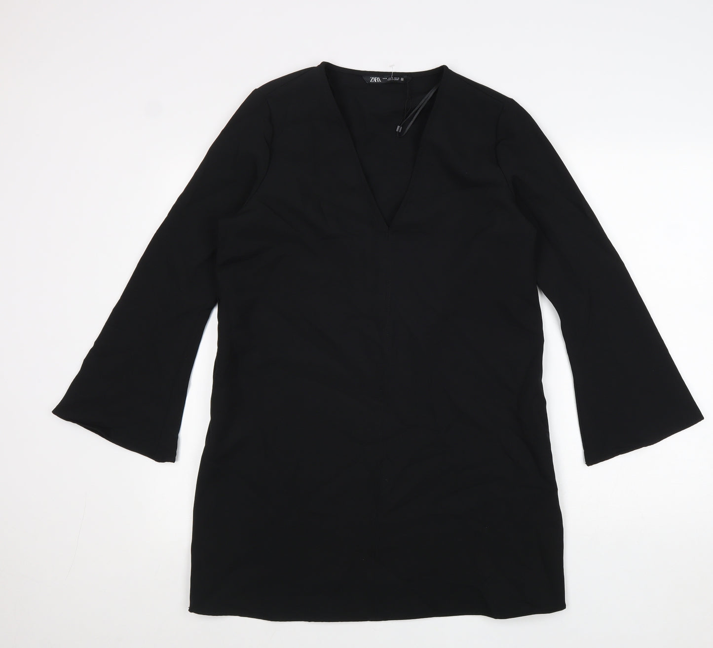Zara Womens Black Viscose A-Line Size M V-Neck Pullover