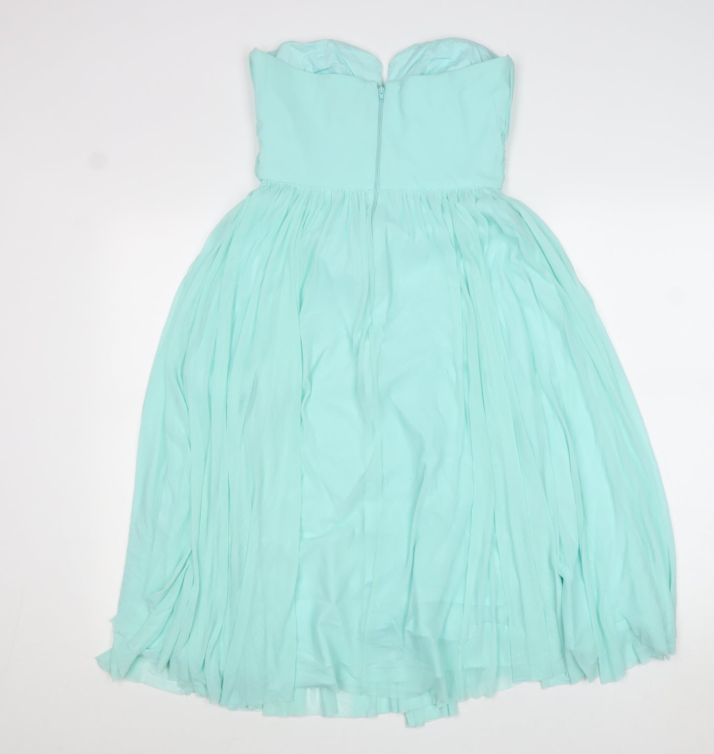 ASOS Womens Blue Viscose Fit & Flare Size 10 Sweetheart Zip