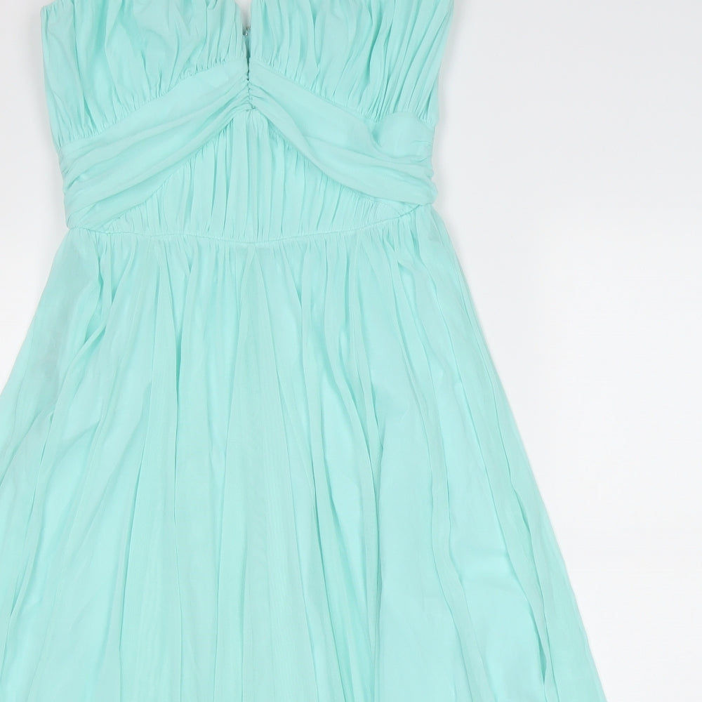 ASOS Womens Blue Viscose Fit & Flare Size 10 Sweetheart Zip