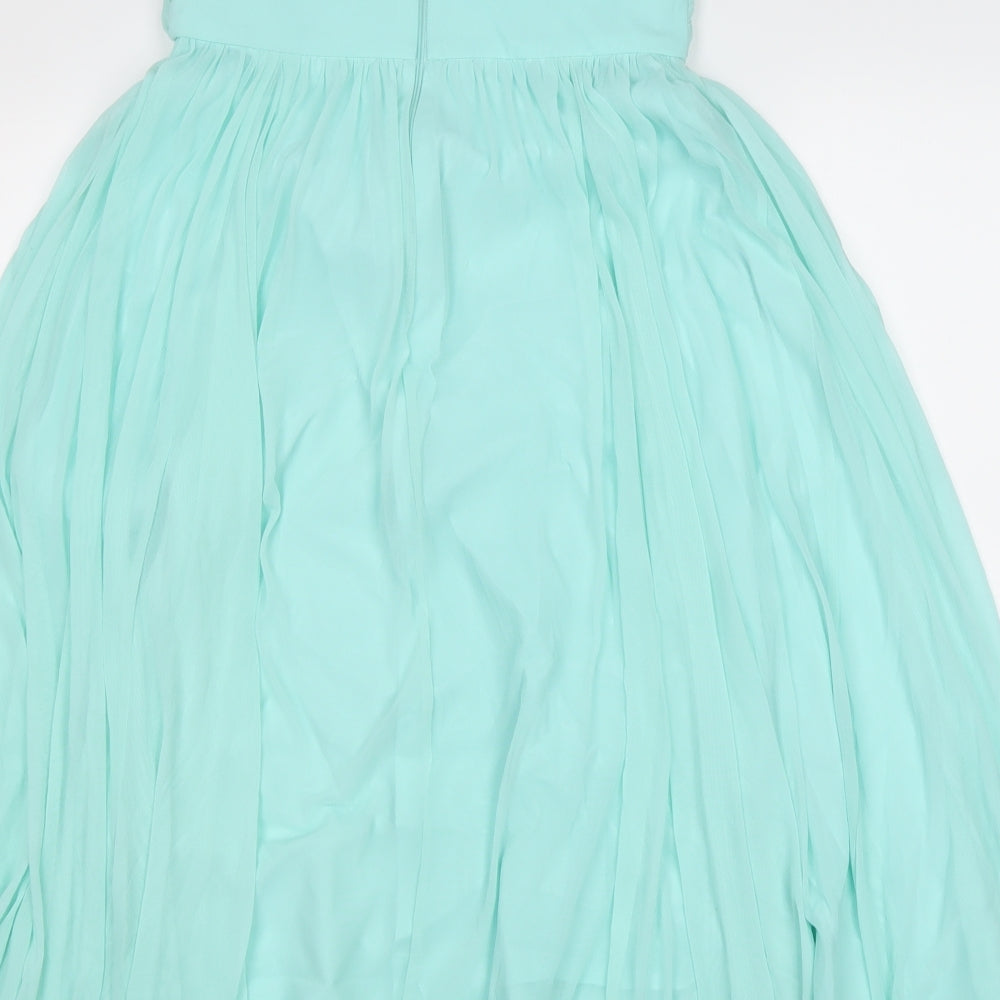 ASOS Womens Blue Viscose Fit & Flare Size 10 Sweetheart Zip