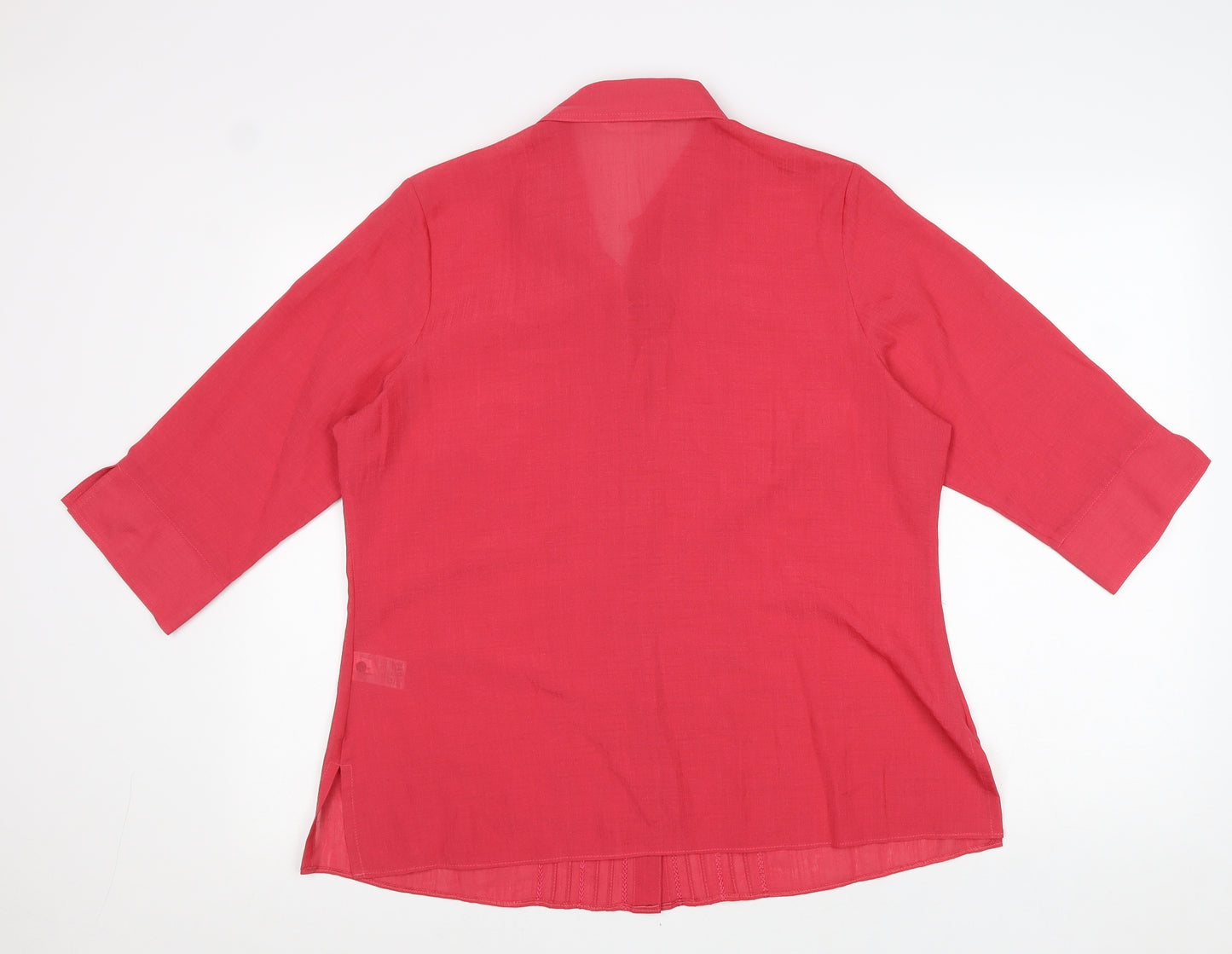 Marks and Spencer Womens Pink Polyester Basic Button-Up Size 16 Collared