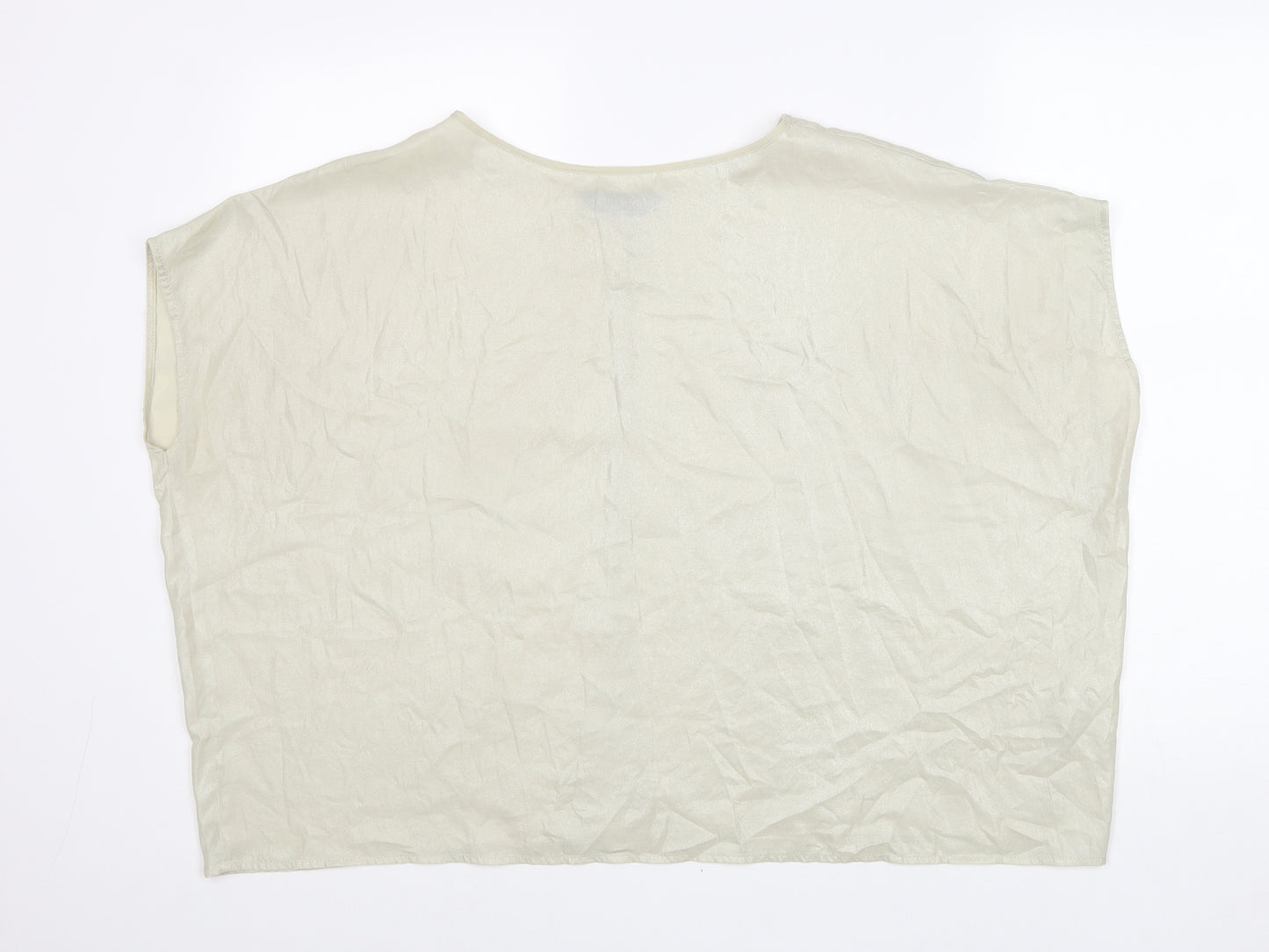 Dorothy Perkins Womens Beige Polyester Basic T-Shirt Size S Round Neck