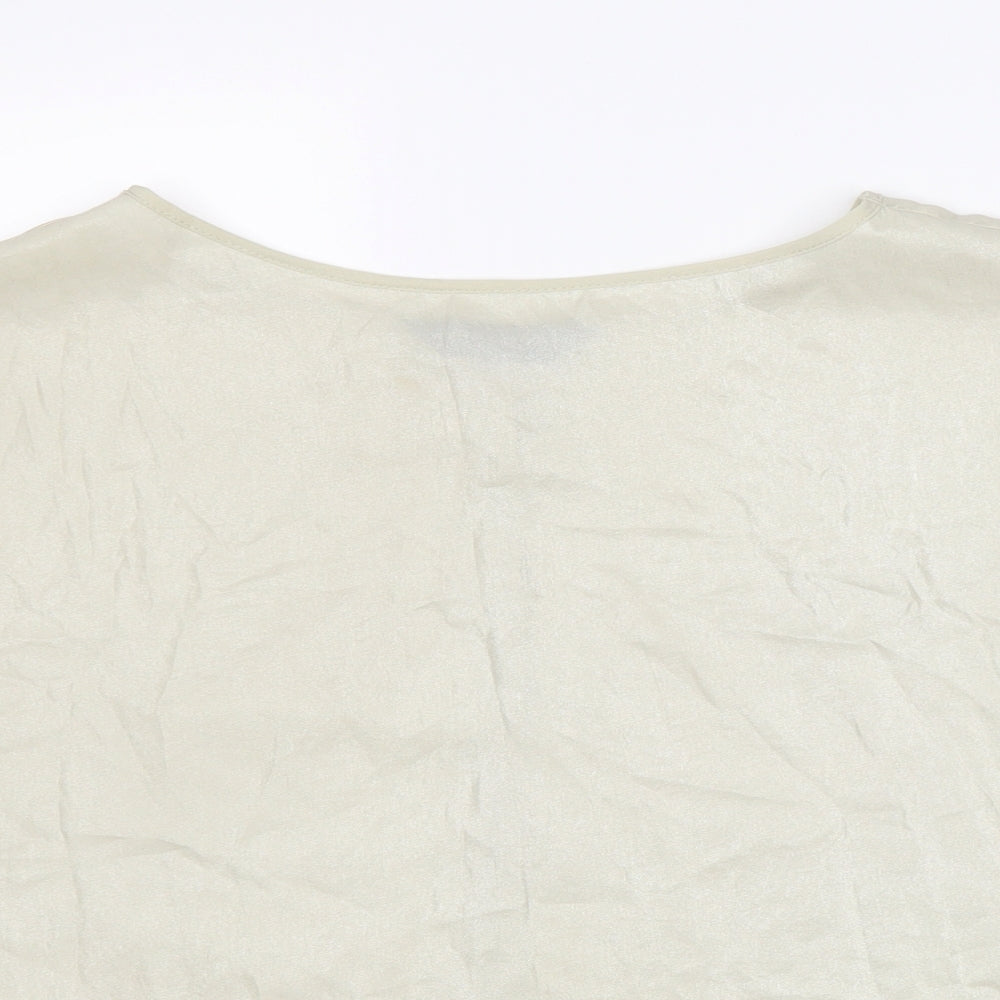 Dorothy Perkins Womens Beige Polyester Basic T-Shirt Size S Round Neck