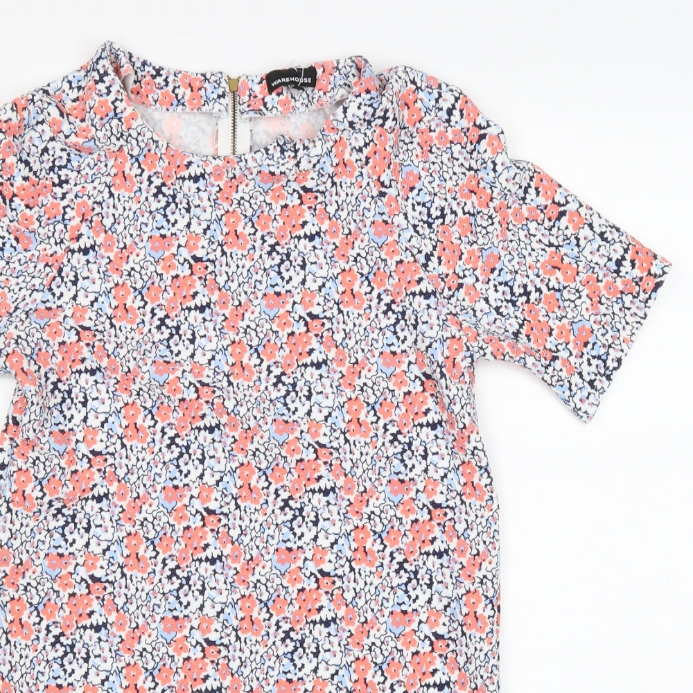 Mountain Warehouse Womens Multicoloured Floral Polyester Shift Size 10 Round Neck Zip