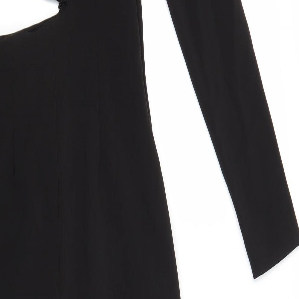 Zara Womens Black Polyester A-Line Size XS One Shoulder Zip