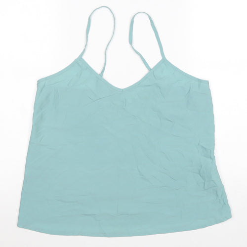 Linea Womens Blue Polyester Basic Tank Size M V-Neck