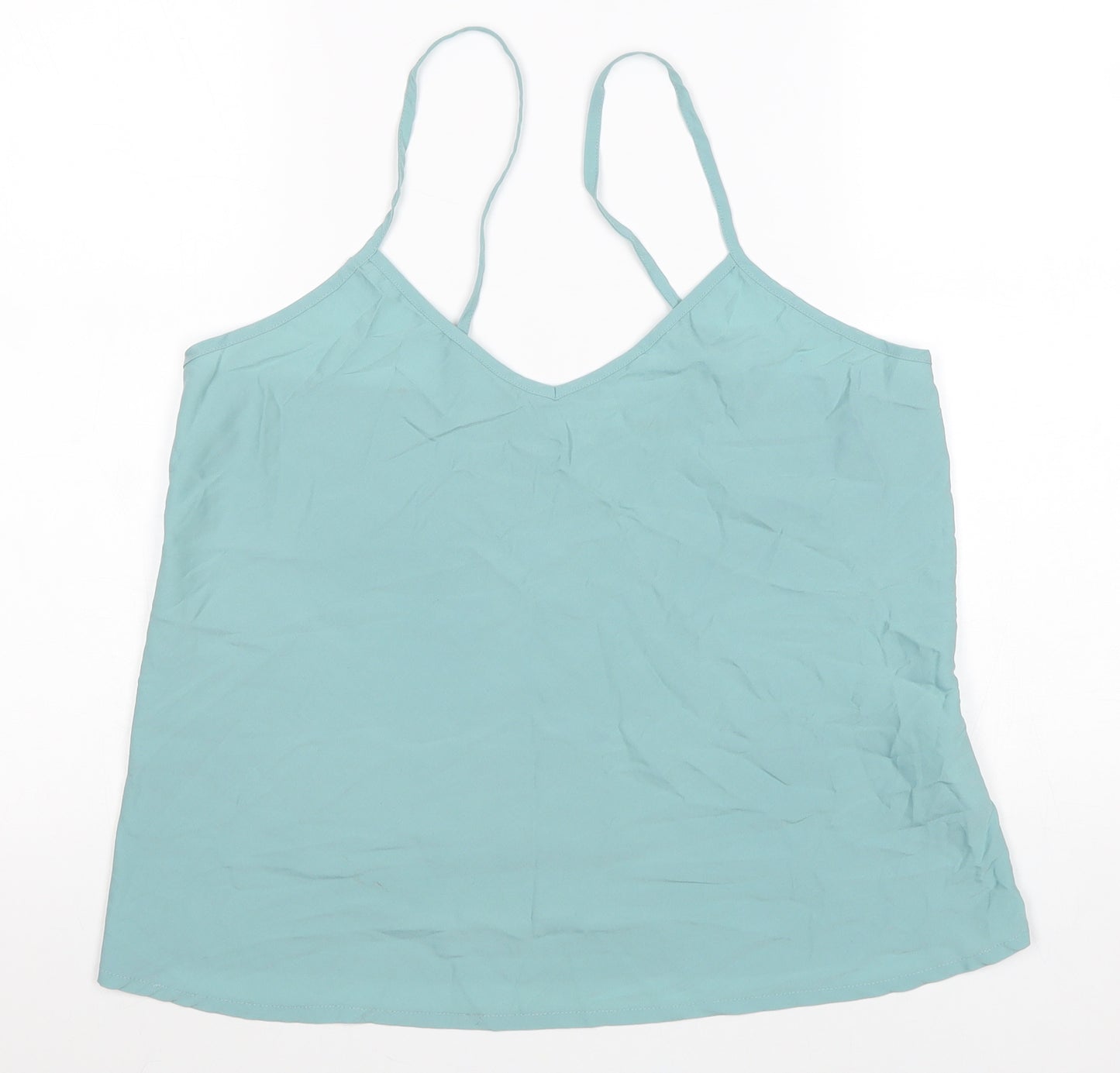 Linea Womens Blue Polyester Basic Tank Size M V-Neck