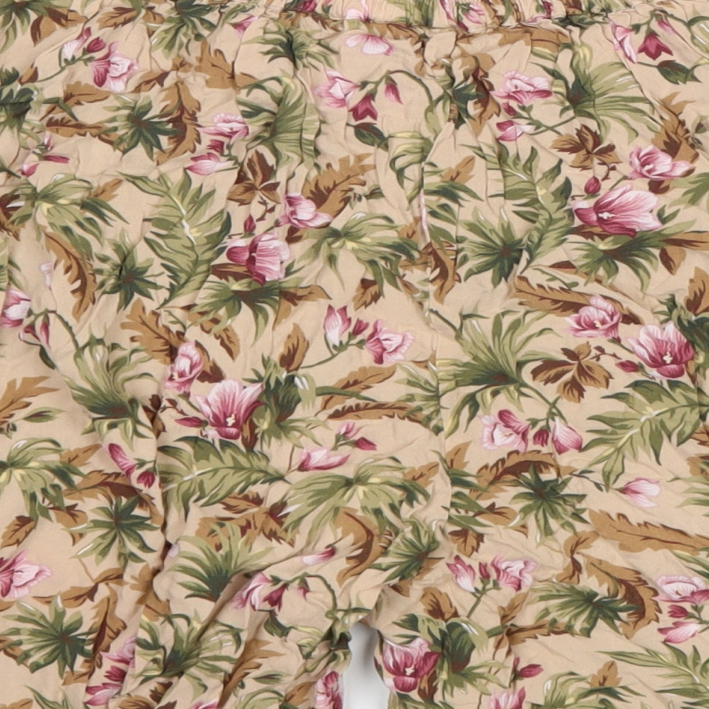 Sag Harbor Womens Beige Floral Viscose Bermuda Shorts Size M L7 in Regular Pull On