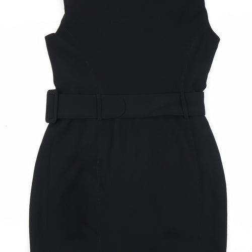 NEXT Womens Black Viscose Sheath Size 12 Boat Neck Zip