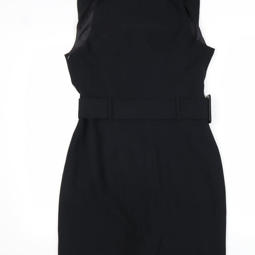 NEXT Womens Black Viscose Sheath Size 12 Boat Neck Zip
