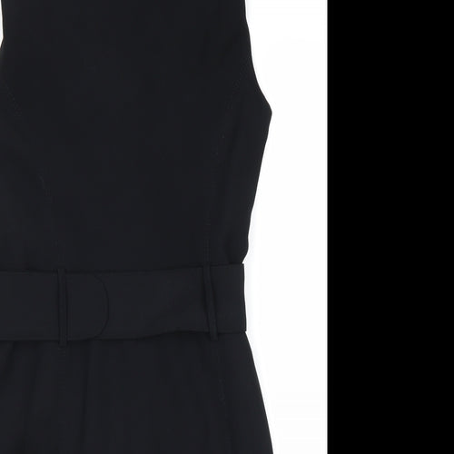 NEXT Womens Black Viscose Sheath Size 12 Boat Neck Zip