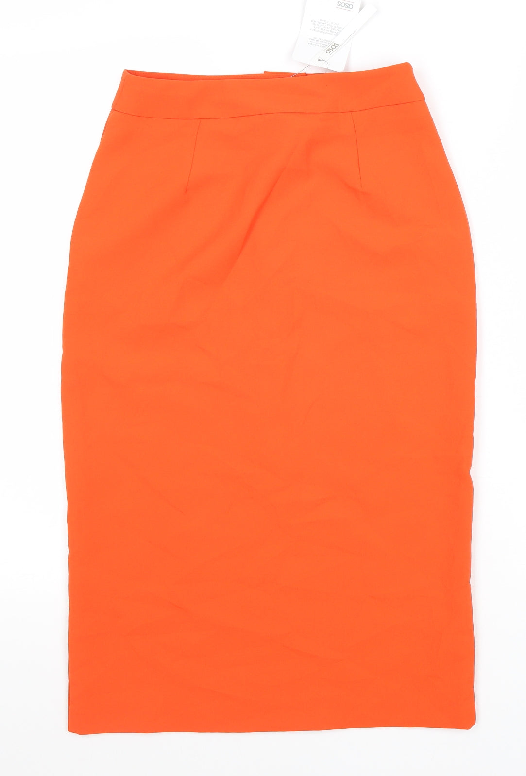 ASOS Womens Orange Polyester Straight & Pencil Skirt Size 6 Zip